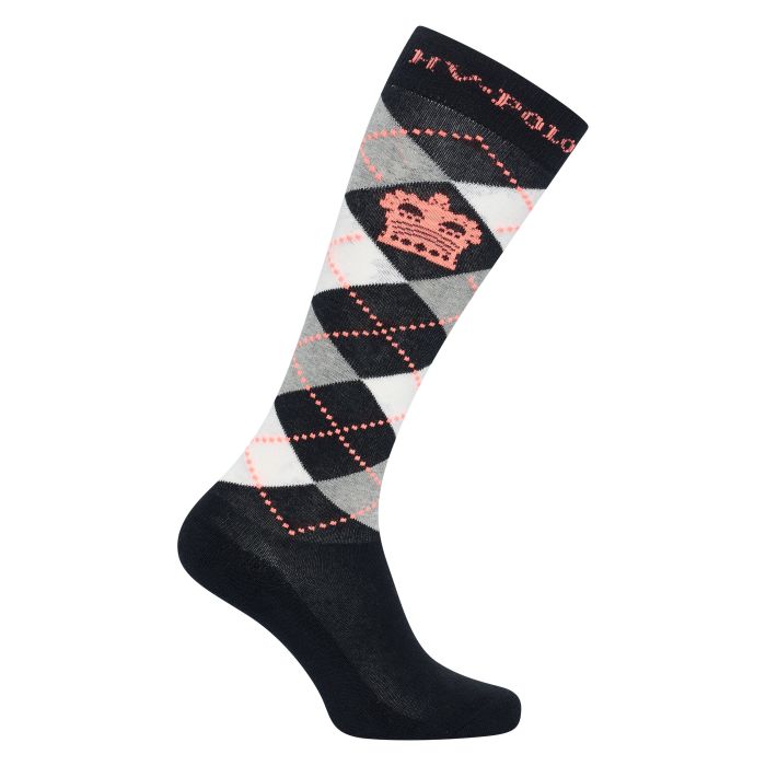 Socks HVPArgyle - 9580 - Black-Silvergrey melange-Rose