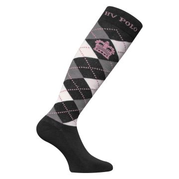 Socken HVP-Argyle -  Black-Silvergrey melange-Rose