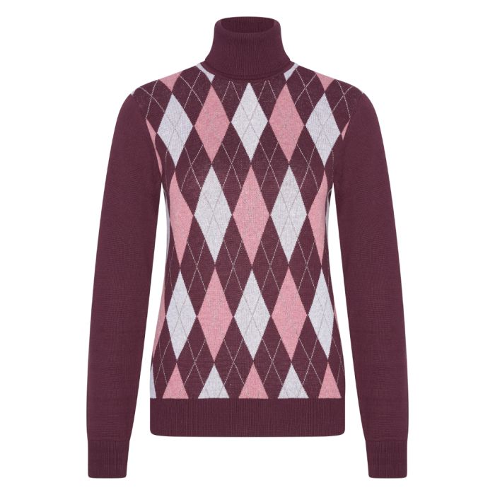 Knitted rollneck HVPArgyle - 4018 - Dark berry