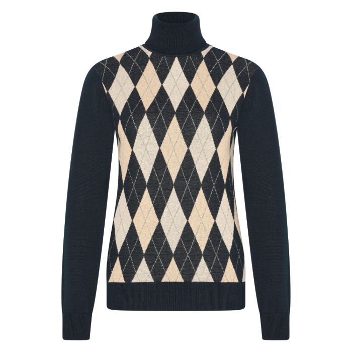 Knitted rollneck HVPArgyle - 5001 - Navy
